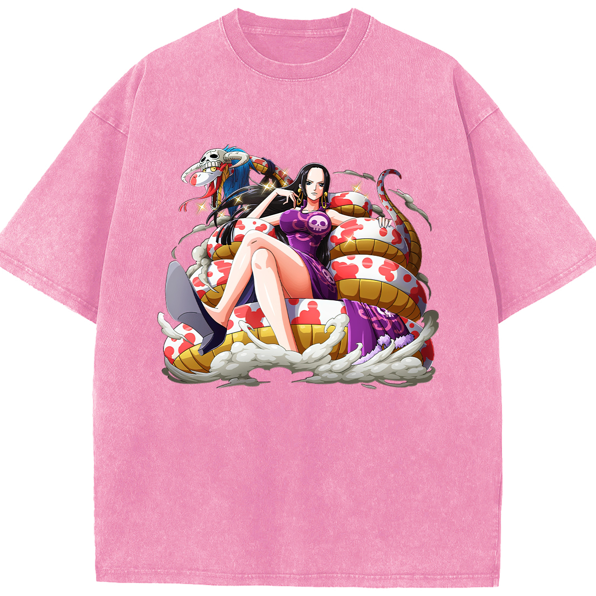 ワンピース ボア・ハンコック ONE PIECE Boa·Hancock 綿100% ヴィンテージ風 半袖Tシャツ（フロントプリント）